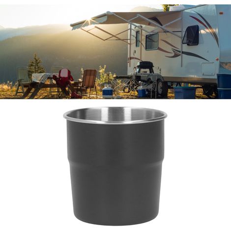 Mug de camping empilable en acier inoxydable 320 ml, noir (1/5)