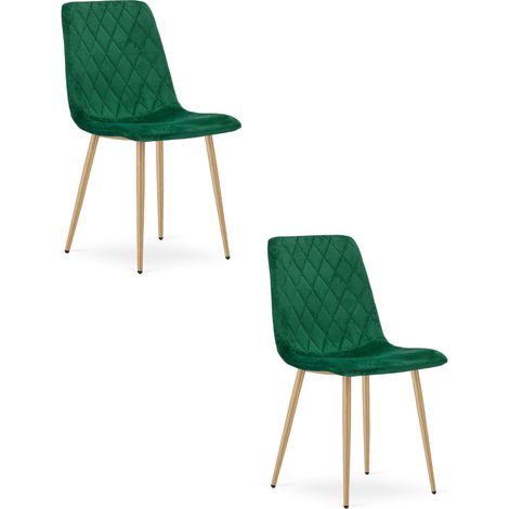 Set di 2 sedie Turin in velluto verde smeraldo (1/5)