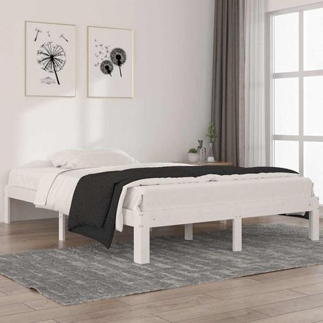 Estructura de cama sin colchón madera pino blanco 140x200 cm (1/5)