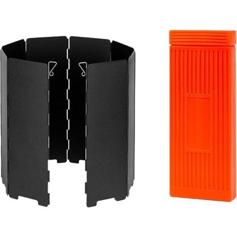 Hornillo de camping con paravientos de aleación de aluminio, caja de almacenamiento y deflector resistente al calor para cocinar al aire libre y practicar senderismo. (1/4)