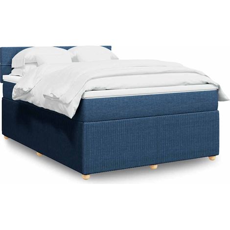 Boxspringbett mit Matratze Blau 160x200 cm Stoff