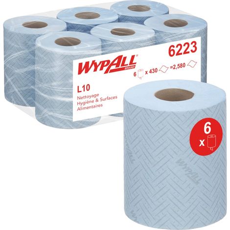 Essuie-tout bleu WypAll – Rouleau 2580 essuyeurs – Feuille 380 x 183mm – 1 pli pour nettoyage professionnel