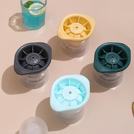 Set mit 4 runden, rautenförmigen Eiswürfelformen aus lebensmittelechtem Silikon, leicht zu entformen, wiederverwendbar. (1/5)
