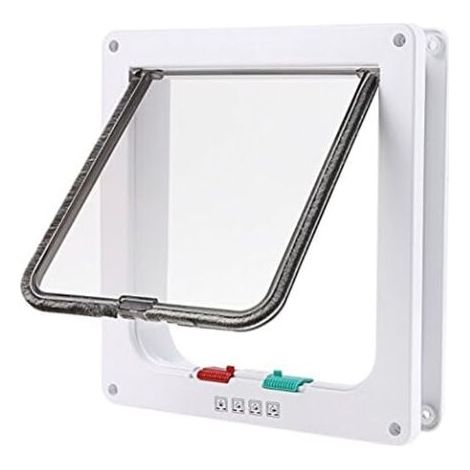 Cat Mate Large White 4-Position Lockable Cat Flap Door for Cats or Dogs, Easy to Install (23cm x 25cm x 5.5cm)