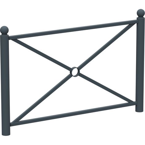 Barrière à sceller Opus - acier - croisillon, tête boule et tube Ø 76 - anthracite mat - RAL 7016 (1/2)