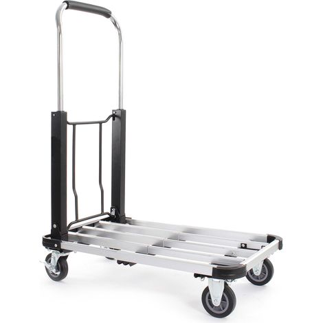 XPOtool Plattformwagen bis 150 kg 710x410 mm, Transportkarre klappbar mit Vollgummireifen, Bremse und Ladefläche ausziehbar, Transportwagen