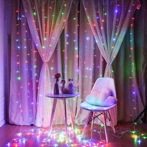 Guirlande lumineuse à 8 modes pour contrôler les couleurs des rideaux, idéale pour décorer fenêtres, cour, jardin, intérieur et extérieur, notamment pour Noël. (1/3)