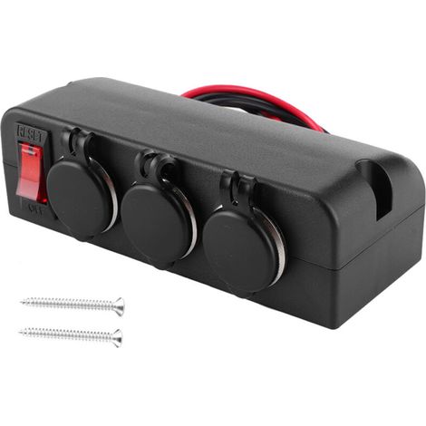 12–24-V-Zigarettenanzünderadapter, 3-fach-Anschluss, wasserdichter Überlastungsschutz, 16 A, mit Abschaltschalter (1/4)