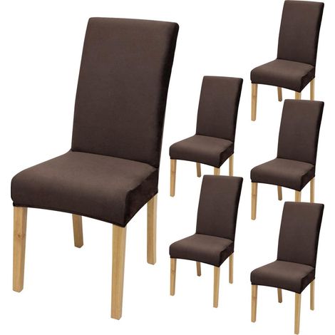 Dehnbare Stuhlbezüge 6er Set, Kaffee, für Esszimmer & Küche (1/5)