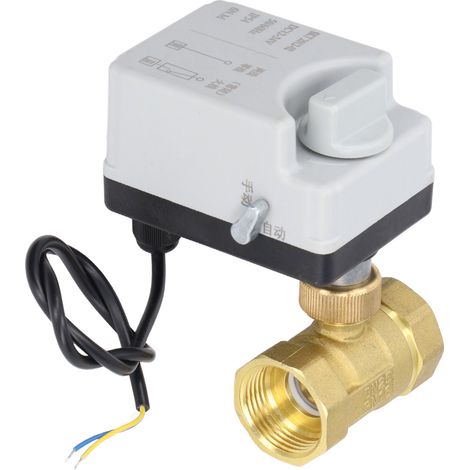 Vanne à bille motorisée à 2 fils, normalement fermée DN25, laiton ABS DC 12V-24V, accessoire. (1/5)
