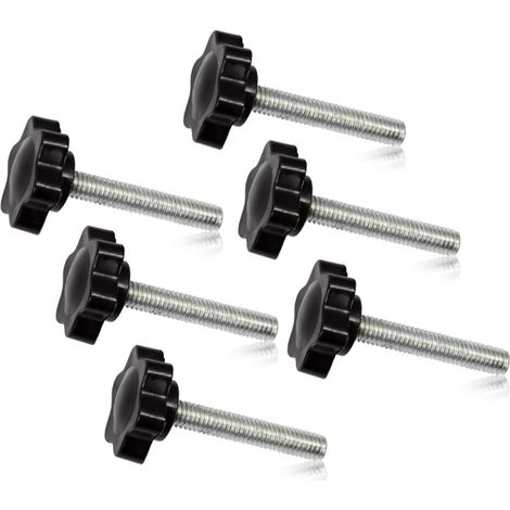 Lot de 6 boutons à vis de serrage M6 x 35 - Forme hexagonale prune - Filetage (1/5)