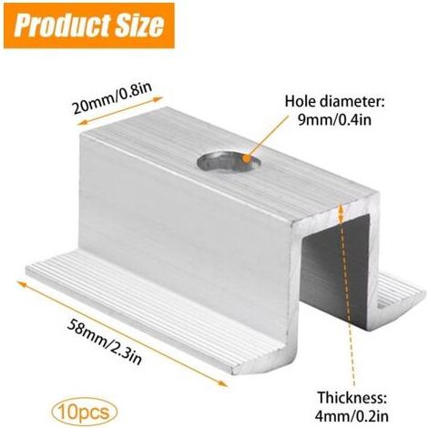 20 Pièces Support Fixation Panneau Solaire, 8mm Fixation Panneau Support Solaire Photovoltaïque, Kit Solaire Photovoltaïque, Fixation Panneau Photovoltaique (1) (1/5)