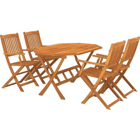 Maison Exclusive - 5-tlg. Garten-Essgruppe Massivholz Akazie (1/5)