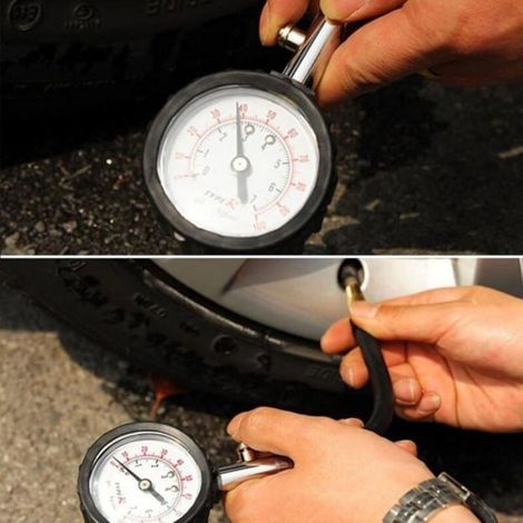 Testeur Pression Pneus ManomèTre Pneus Voiture Surveillance Jauge Pression Pneus ManomèTre Avec Tuyau D'Air Flexible Pour Voiture, (1/4)