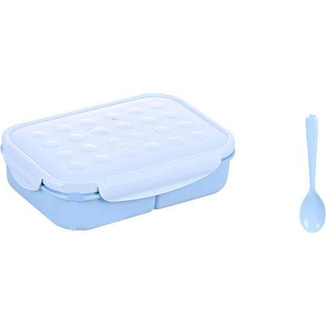 Lot de 2 boîtes repas bento 3 compartiments, PP alimentaire, réutilisable, portable, 1800ml, avec cuillère, pour école et bureau (1/5)