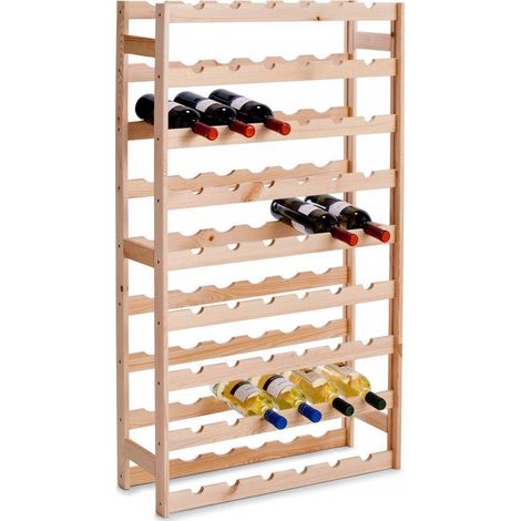 Zeller Estantería para botellas de pino natural 54 botellas (1/3)