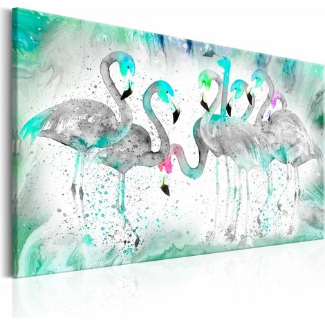 Tableau flamants turquoise - 120 x 80 cm (1/4)