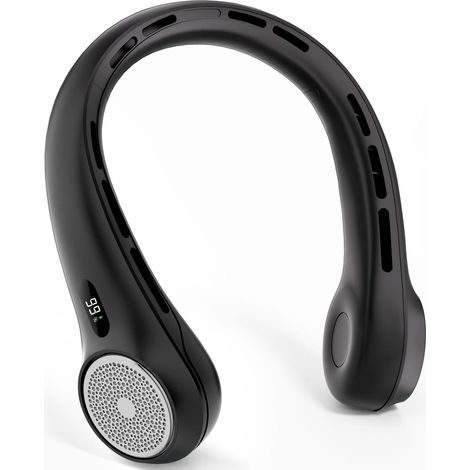 Ventilateur de cou portable, refroidissement rapide, chargement USB,trois vitesses, mini climatiseur silencieux, idéal pour le bureau, la chambre et les voyages - noir