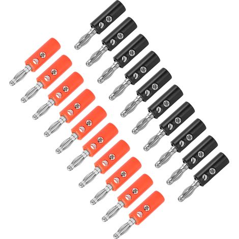 Fiches bananes 4 mm rouges et noires en alliage de zinc, connecteurs pour câbles d'enceintes et amplificateurs audio (1/5)