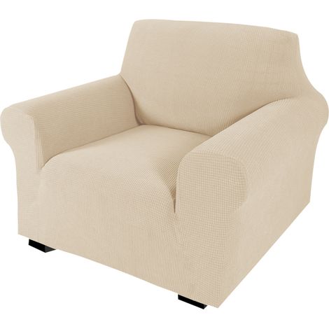 1 Housse de chaise à oreilles, tissu jacquard extensible, avec baguettes mousse, sangles de fixation, pour salon (1/5)