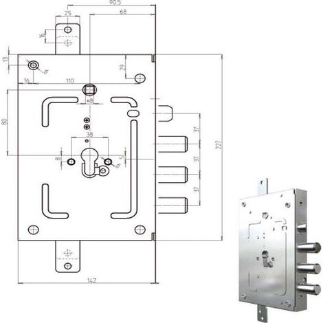 Serratura di Sicurezza Triplice Cilindro 2655g-52 per Porta Blindata e Sicurezza Domestica