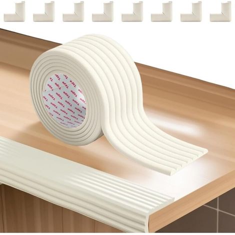 2 Rouleau Mousse Protection des Bords autocollante 200cm x 80mm x 8mm et 8 Protection Coin de Table bébé Mousse Protection Angle Bebe Antichoc Protege pour Enfants Meubles (Blanc) (1/4)
