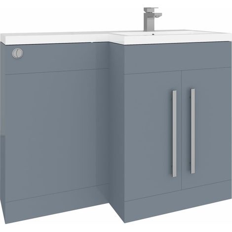 1100mm L Shape RH Vanity Unit Gloss Grey Painting BTW Toilet Unit (1/5)
