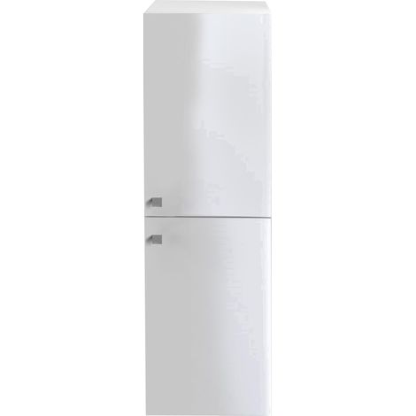 1200mm Wall Mounted Tall Bathroom Cabinet 2 Doors Cupboard White (1/3)
