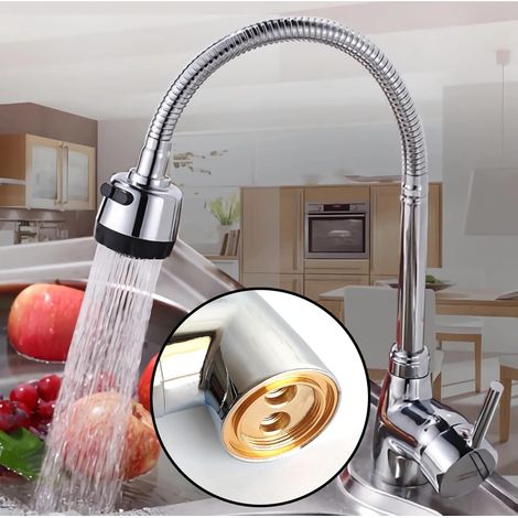 Robinet de cuisine universel en ABS avec fonction 3 voies et flexible d'eau chaude et froide de 60 cm. (1/4)