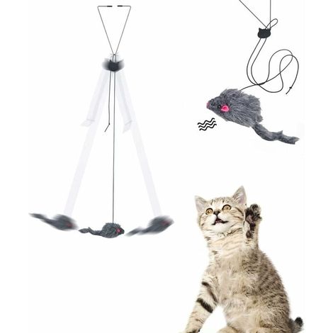 Jouet Interactif Pour Chats - Souris Balançoire Avec Corde Rétractable 180 Cm - Pour Porte Ou Cadre - 1 Pièce (1/5)