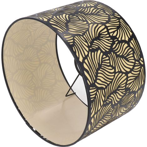 Abat-jour en métal noir ajouré avec doublure jaune pour lampe de table, compatible avec douilles E27 et E14. (1/5)