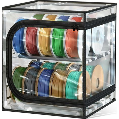 Filament Aufbewahrungsbox, Filament Box für 20 Rollen 3D-Druck-Filament Versiegelung und Schutz, Filamentaufbewahrung mit Transparenter Abdeckung & Trockenmittel Für PLA, ABS, PETG, TPU (1/2)
