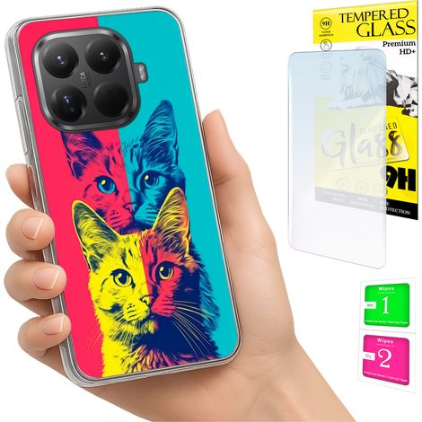 Funda para Xiaomi 15T Pro con foto, cubierta trasera con gráficos de gatos + cristal 9H (1/5)