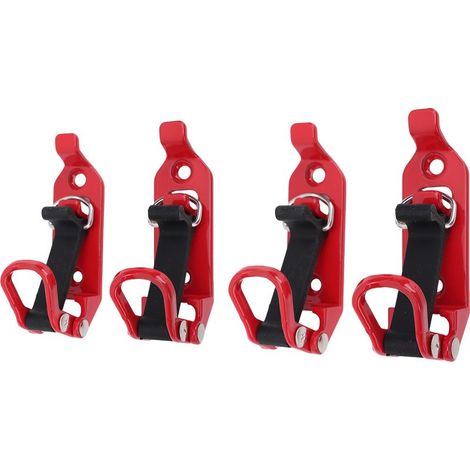 2 paires de 4 supports de pelle pour galerie de toit, kit d'installation de support de pelle, support mural en caoutchouc métallique, voiture, support de pelle pour camion, rouge (1/5)