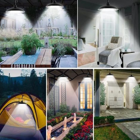 Lampe Solaire Extérieur Suspendue vec Télécommande 3 Luminosité Mode avec câble de 3M pour Jardin Porte Garage (1/4)