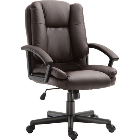 Vinsetto Swivel Executive Office Chair Mid Back PU Leather Chair w/ Arm Brown (1/5)