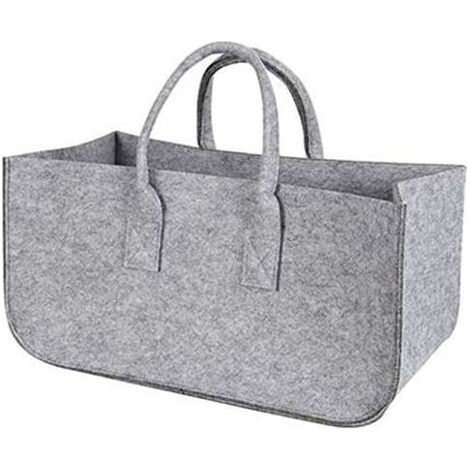 Sac de rangement en feutre pour cheminée, panier de rangement pour bois de chauffage, panier pliable en feutre gris(452030cm) (1/3)