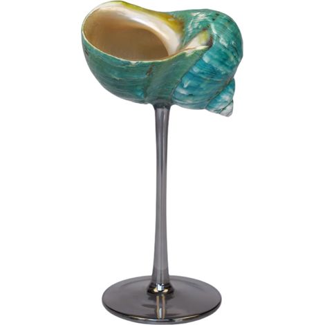 Verre à vin à pied en coquillage naturel, verre artistique en coquillage irrégulier, décoration intérieure.