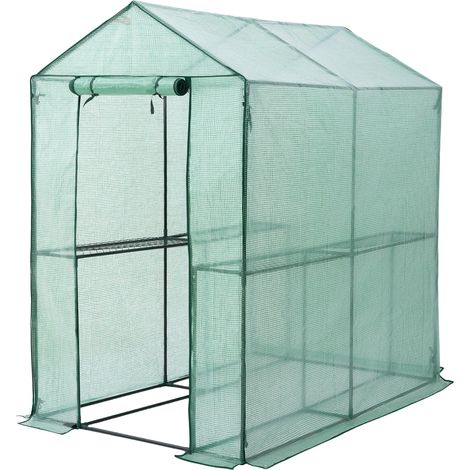 Gardebruk Invernadero 2,23m² con lona 190x186x120cm vivero de jardín con puerta huerto exterior plantas verduras sembrado