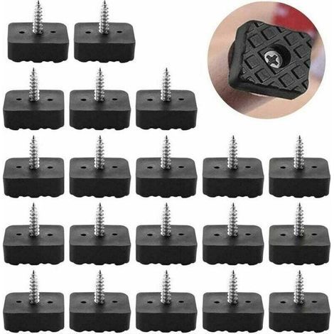 22x22mm - Noir - 20 Pcs Patin Chaise en Caoutchouc Protection Pied de Chaise Anti-Glisse Patin Antidérapant à Visser Tampon Pied de Chaise Anti Bruit (1/4)