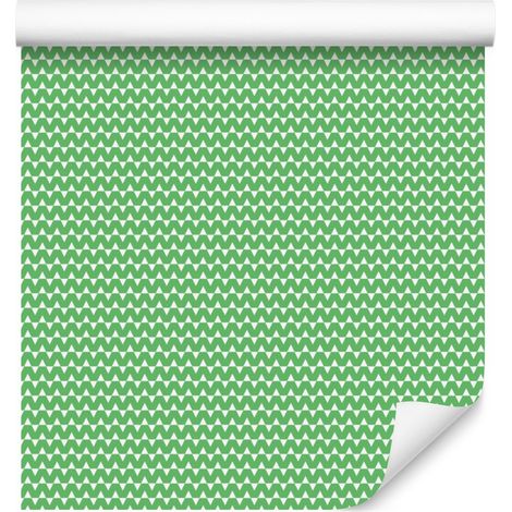 Papier peint vert à motifs en zigzag, fond vert pour salon et chambre 50x1000 cm (1/5)