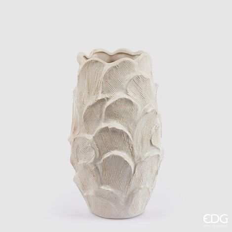 EDG Enzo De Gasperi Vaso Chakra Stucco con Piede H 36 Cm D 21 Cm Waterproof Ivory