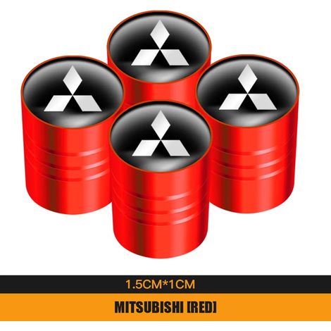 (Rouge) 4 bouchons de valve de pneu en aluminium pour voiture, compatibles avec ASX, Lancer, Pajero, Outlander XL 3, L200 EVO et Galant. Accessoires auto (1/5)