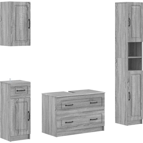 Maison Exclusive - Set di Mobili da Bagno da 4 Pezzi UTRECHT Sonoma grigio (1/5)