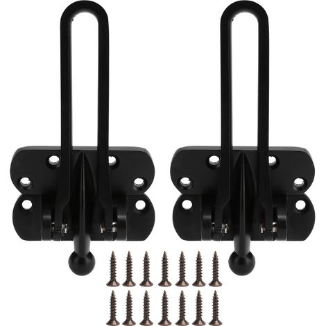 Boucle de porte antivol en alliage d'aluminium, chaîne de sécurité, boulon de Type S, assurance Anti-verrouillage (noir), 2 jeux (1/5)