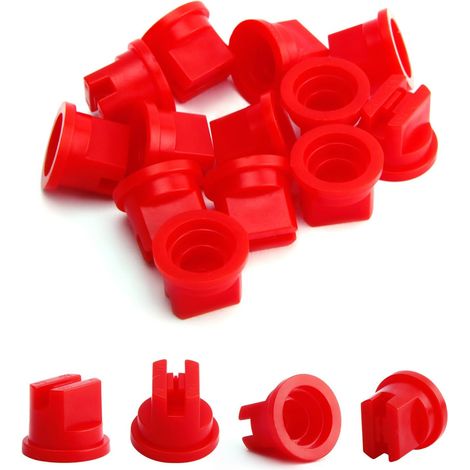 Lot de 14 buses plates en plastique à 110 degrés avec ouverture 0,4 mm pour pulvérisateur dos, jardin, équipement pulvérisation agricole (rouge) - 12pcs (1/5)