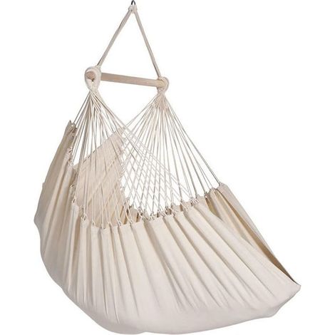 Hamac XL Organic Naturel en Coton Bio, Filet de Repos Extérieur pour Jardin, Balcon ou Voyage, Tissu Respirant et Résistant, Couleur Beige Écru, Taille Grande Confort 200x120cm (1/3)