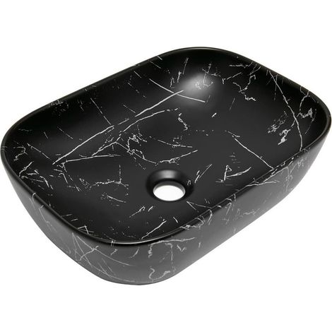 Infinitio Lavabo sobre encimera 45,5 x 32,5 x 13,5 cm sin rebosadero, mármol negro mate (SATINF4532MRBKM) (1/5)
