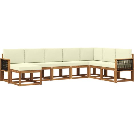 Outdoor Sofa Set 8 pcs Natural and Cream Solid Acacia Wood vidaXL (1/5)