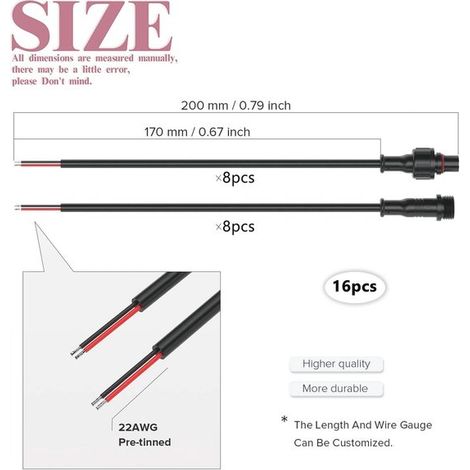 8 coppie di connettori impermeabili con spine a 2 pin per bassa tensione (1/5)